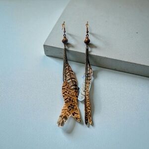 Elegant Feather Earrings with Chain Accents